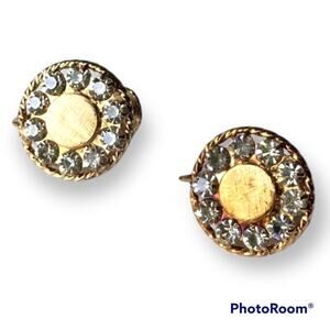 Sterling & rhinestone screw-back earrings